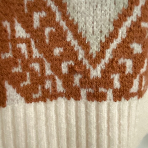 Small (S) Vintage 90s cropped sweater, fall geometric pattern. - Picture 4 of 6